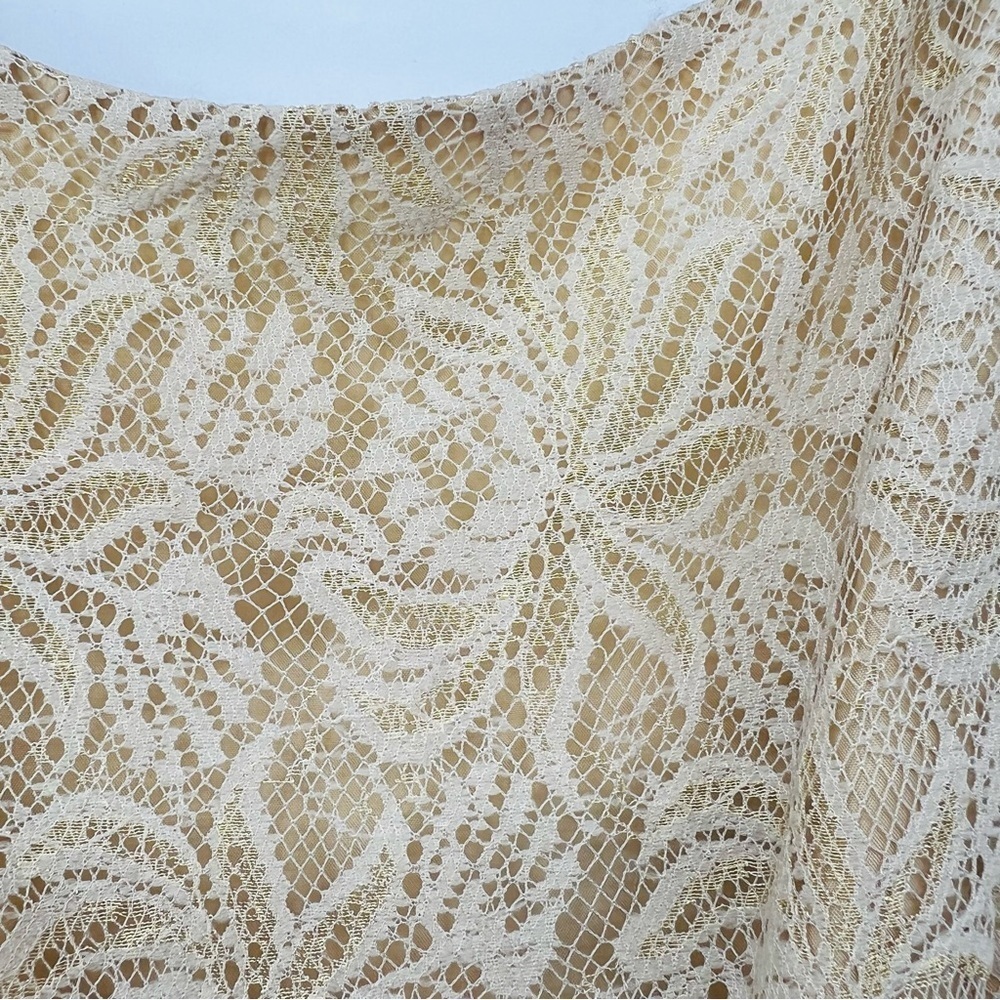 Jessica Howard Beige Dress Women's Size 12P Fit And Flare Sleeveless Lace Floral - Picture 4 of 9